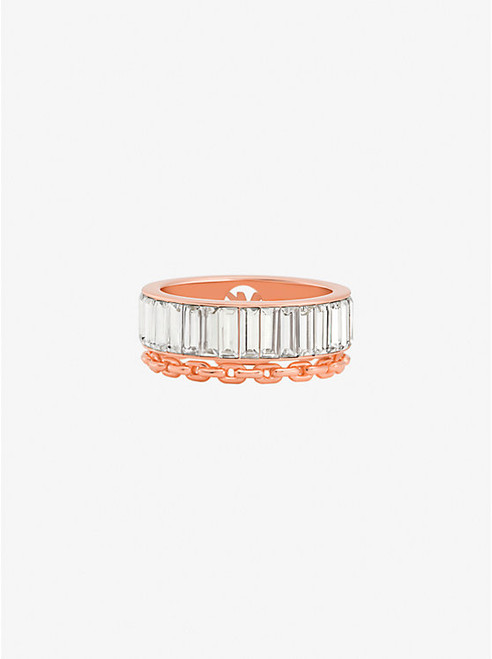 MICHAEL KORS Cubic Zirconia Double Layered Ring ROSE GOLD Image 1