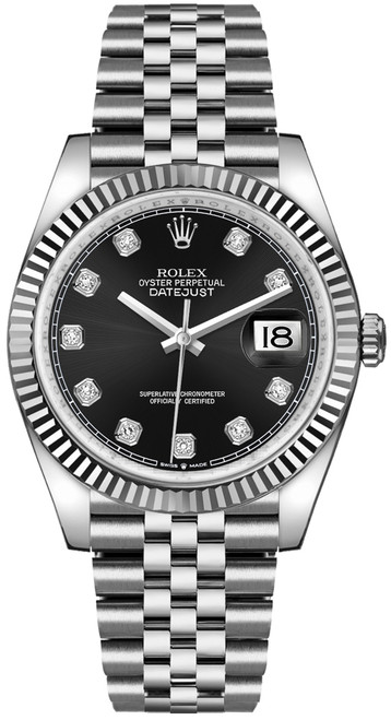 ROLEX Datejust 36 Black Dial Fluted Bezel Diamond Luxury Watch 126234-0027 Image 1 ROLEX Datejust 36 Black Dial Fluted Bezel Diamond Luxury Watch 126234-0027 Image 1