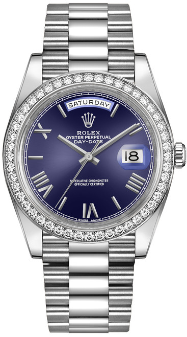 ROLEX Day-Date 40 White Gold Diamond Bezel Men'S Watch 228349Rbr-0005 Image 1