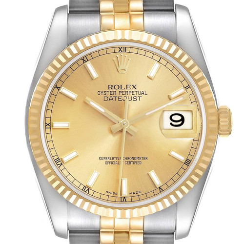 ROLEX Datejust Steel Yellow Gold Champagne Dial Mens Watch 116233 Image 1 ROLEX Datejust Steel Yellow Gold Champagne Dial Mens Watch 116233 Image 1