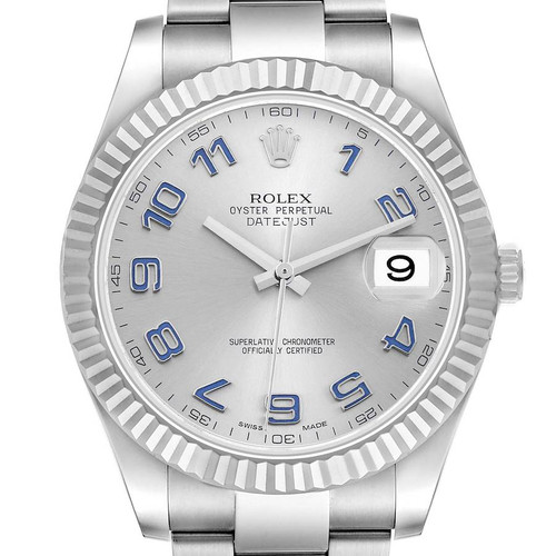 ROLEX Datejust Ii 41 Steel White Gold Blue Numerals Mens Watch 116334 Image 1