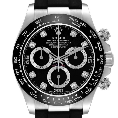 ROLEX Daytona White Gold Black Diamond Dial Oysterflex Mens Watch 116519 Image 1
