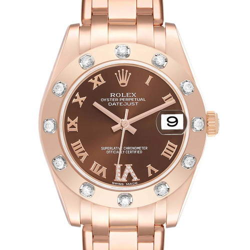 ROLEX Pearlmaster Chocolate Dial Rose Gold Diamond Ladies Watch 81315 Image 1