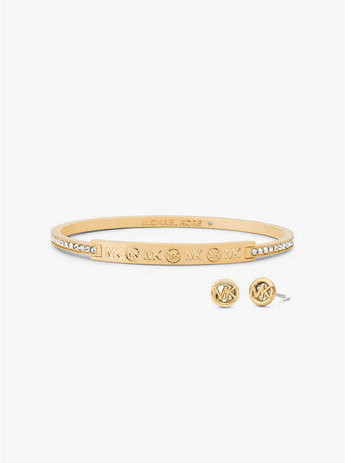MICHAEL KORS Pavé Logo Engraved Jewelry Gift Set GOLD Image 1