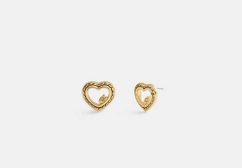 【国内発送】coach*Double Stitched Hearts Drop*ピアス Coach Double Stitched Hearts Drop Earrings - Gold/Silver