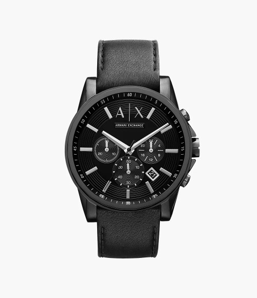 ARMANI EXCHANGE Chronograph Black Leather Watch Ax2098 Image 1