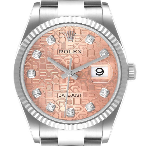 ROLEX Datejust Steel White Gold Diamond Dial Mens Watch 126234 Image 1