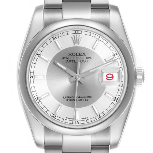 ROLEX Datejust Silver Tuxedo Dial Steel Mens Watch 116200 Image 1