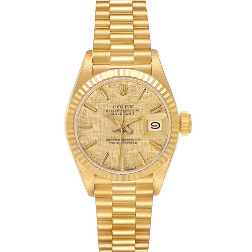 ROLEX President Datejust Yellow Gold Linen Dial Ladies Watch 69178 Image 1