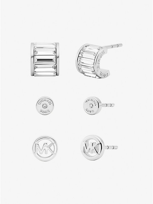 MICHAEL KORS 3-Piece Cubic Zirconia Stud Earrings Gift Set SILVER Image 1