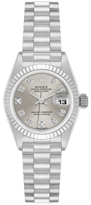ROLEX Lady-Datejust 26 Fluted Bezel White Gold Women'S Watch 79179 Image 1