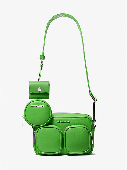 MICHAEL KORS Jet Set Leather Medium Crossbody Bag With Case For Apple Airpods Pro® JUNGLE Image 1