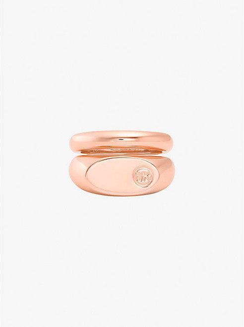 MICHAEL KORS Logo Engraved Double Layered Signet Ring ROSE GOLD Image 1