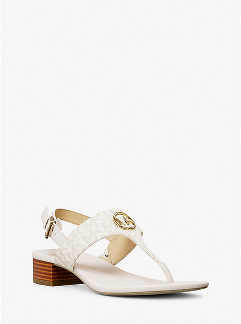 MICHAEL KORS Hannah Signature Logo T-Strap Sandal VANILLA Image 1