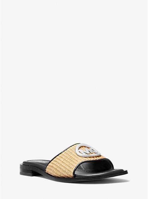 MICHAEL KORS Hannah Straw Slide Sandal BLACK Image 1
