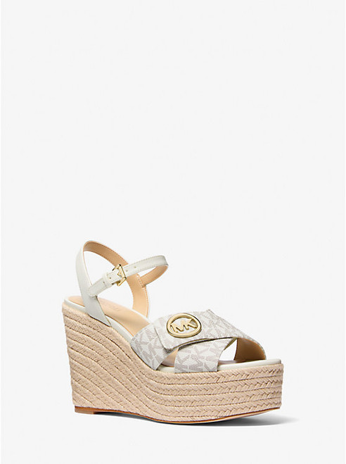 MICHAEL KORS Hannah Signature Logo Wedge Sandal VANILLA Image 1