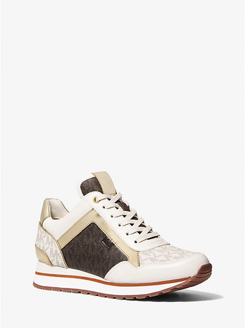 MICHAEL KORS Maddy Two-Tone Logo Trainer VANIL/BRWN Image 1
