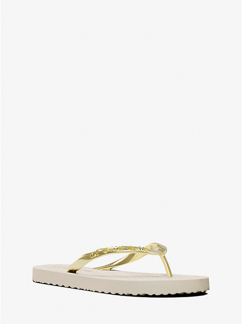 MICHAEL KORS Signature Logo Flip Flops VANILLA Image 1