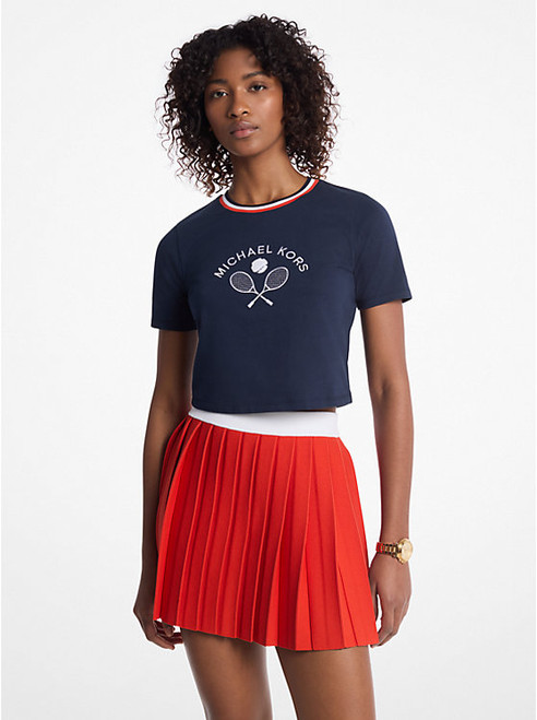 MICHAEL KORS Embellished Cotton Baby Tee MIDNIGHTBLUE Image 1 MICHAEL KORS Embellished Cotton Baby Tee MIDNIGHTBLUE Image 1