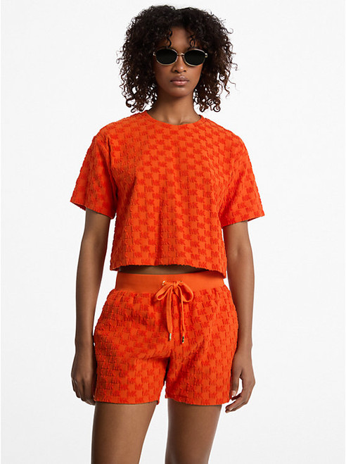 MICHAEL KORS Oversized Logo Jacquard Terry Shirt RED CLAY Image 1