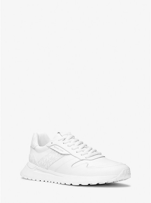 MICHAEL KORS Dax Pebbled Leather And Logo Trainer BRIGHT WHT Image 1 MICHAEL KORS Dax Pebbled Leather And Logo Trainer BRIGHT WHT Image 1