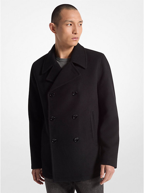 MICHAEL KORS Double-Breasted Peacoat BLACK Image 1 MICHAEL KORS Double-Breasted Peacoat BLACK Image 1