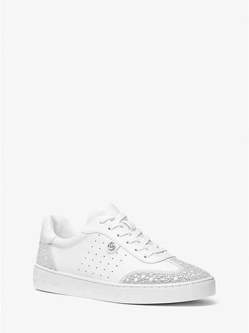 MICHAEL KORS Scotty Embellished Leather Sneaker OPTIC WHITE Image 1