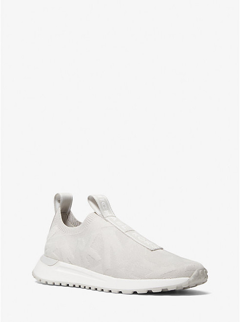 MICHAEL KORS Bodie Logo Embossed Stretch Knit Slip-On Trainer ALUMINUM Image 1