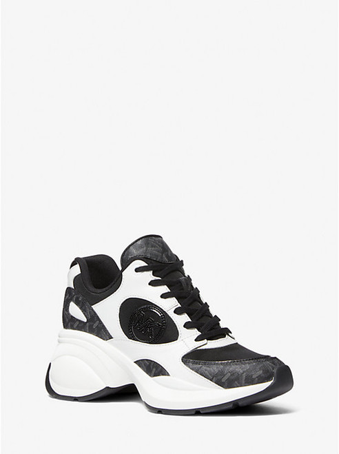 MICHAEL KORS Zuma Empire Signature Logo And Mesh Trainer BLACK Image 1