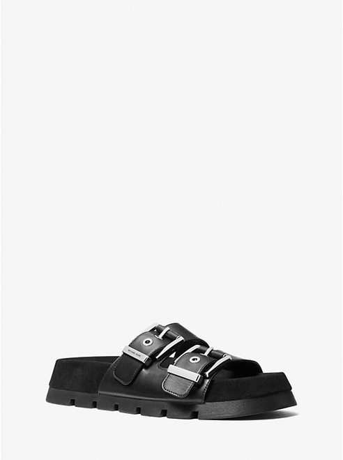 MICHAEL KORS Colby Suede And Leather Flat Sandal BLACK Image 1