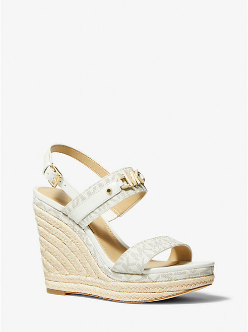 MICHAEL KORS Farrah Signature Logo Wedge Sandal VANILLA Image 1
