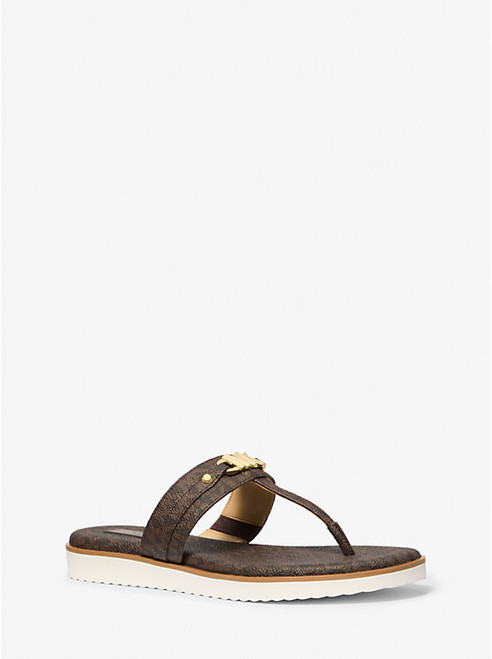MICHAEL KORS Farrah Signature Logo Sandal BROWN Image 1