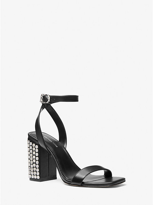 MICHAEL KORS Merriam Studded Leather Block Heel Sandal BLACK Image 1 MICHAEL KORS Merriam Studded Leather Block Heel Sandal BLACK Image 1