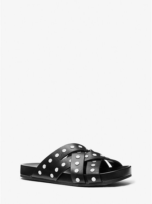 MICHAEL KORS Irene Studded Leather Flat Sandal BLACK Image 1 MICHAEL KORS Irene Studded Leather Flat Sandal BLACK Image 1