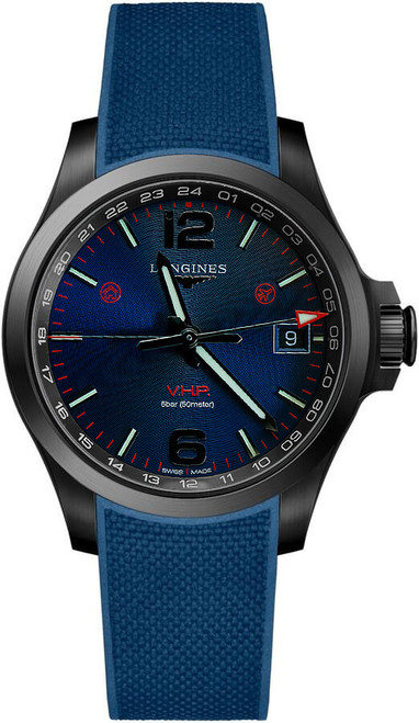 LONGINES Conquest V.H.P. Gmt Black Steel Men'S Watch L3.718.2.96.9 Image 1