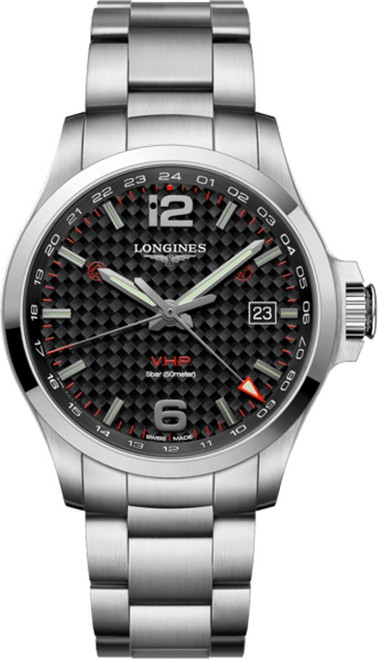 LONGINES Conquest V.H.P. Gmt Black Carbon Men'S Watch L3.728.4.66.6 Image 1