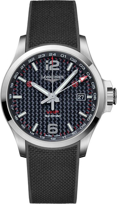LONGINES Conquest V.H.P. Black Rubber Strap Men'S Watch L3.728.4.66.9 Image 1 LONGINES Conquest V.H.P. Black Rubber Strap Men'S Watch L3.728.4.66.9 Image 1