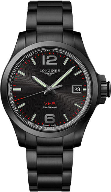 LONGINES Conquest Black Steel 41Mm Men'S Watch V.H.P. L3.716.2.56.6 Image 1