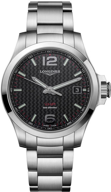 LONGINES Conquest V.H.P. Black Carbon Dial Men'S Watch L3.716.4.66.6 Image 1