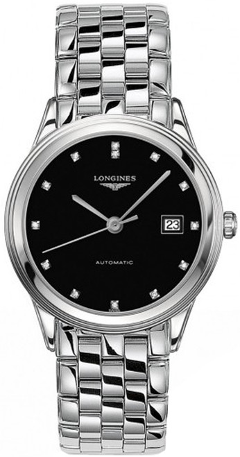 LONGINES Flagship Black Dial Diamond Men'S Watch L4.874.4.57.6 Image 1 LONGINES Flagship Black Dial Diamond Men'S Watch L4.874.4.57.6 Image 1