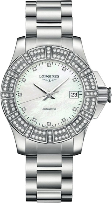 LONGINES Conquest White Pearl Dial & Diamond Women'S Watch L3.180.0.87.6 Image 1 LONGINES Conquest White Pearl Dial & Diamond Women'S Watch L3.180.0.87.6 Image 1