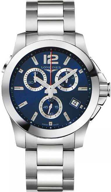 LONGINES Conquest Chronograph Blue Dial Men'S Watch On Sale L3.702.4.96.6 Image 1 LONGINES Conquest Chronograph Blue Dial Men'S Watch On Sale L3.702.4.96.6 Image 1