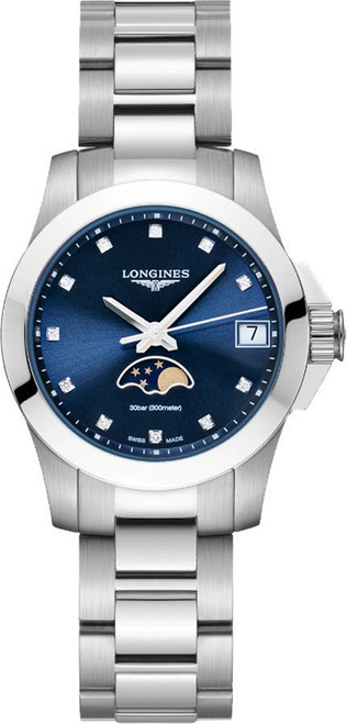 LONGINES Conquest Moon Phase Women'S Watch L3.380.4.97.6 Image 1 LONGINES Conquest Moon Phase Women'S Watch L3.380.4.97.6 Image 1