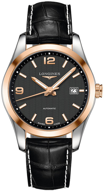 LONGINES Conquest Classic Black Dial & Solid Rose Gold Men'S Watch L2.785.5.56.3 Image 1