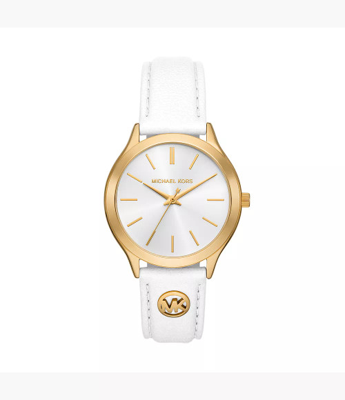 MICHAEL KORS Slim Runway Three-Hand White Leather Watch Mk7544 Image 1