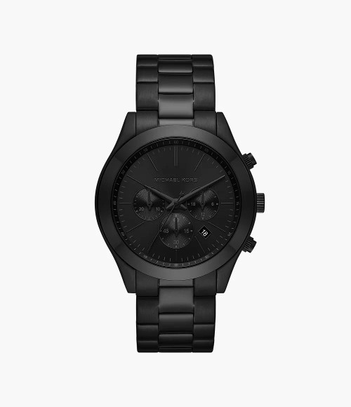MICHAEL KORS Slim Runway Chronograph Black Stainless Steel Watch Mk8919 Image 1
