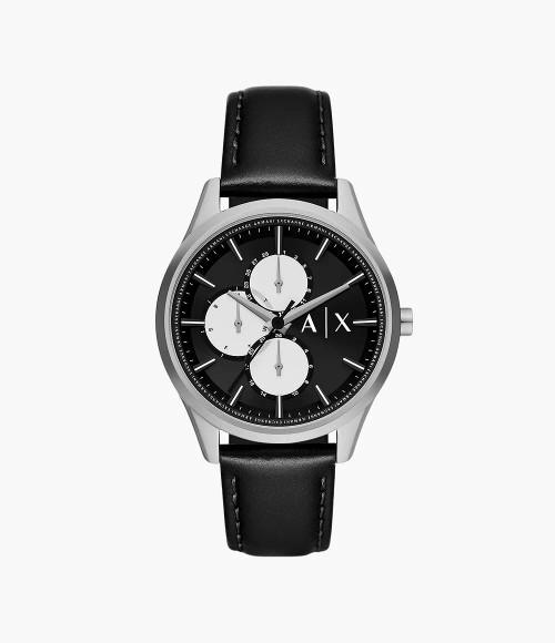 ARMANI EXCHANGE Multifunction Black Leather Watch Ax1872 Image 1