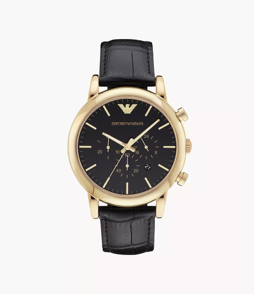 EMPORIO ARMANI Men'S Chronograph Black Leather Watch Ar1917 Image 1