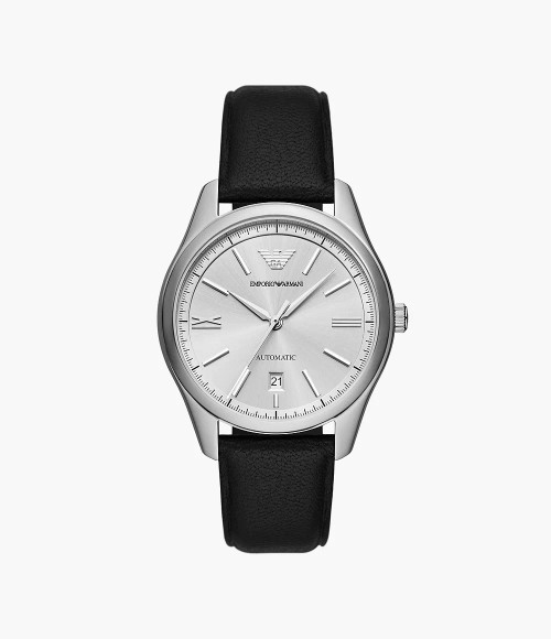 EMPORIO ARMANI Automatic Three-Hand Date Black Leather Watch Ar60077 Image 1
