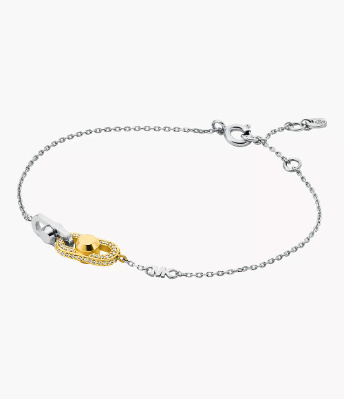 MICHAEL KORS Two-Tone Sterling Silver Astor Link Chain Bracelet Mkc1737Cz931 Image 1